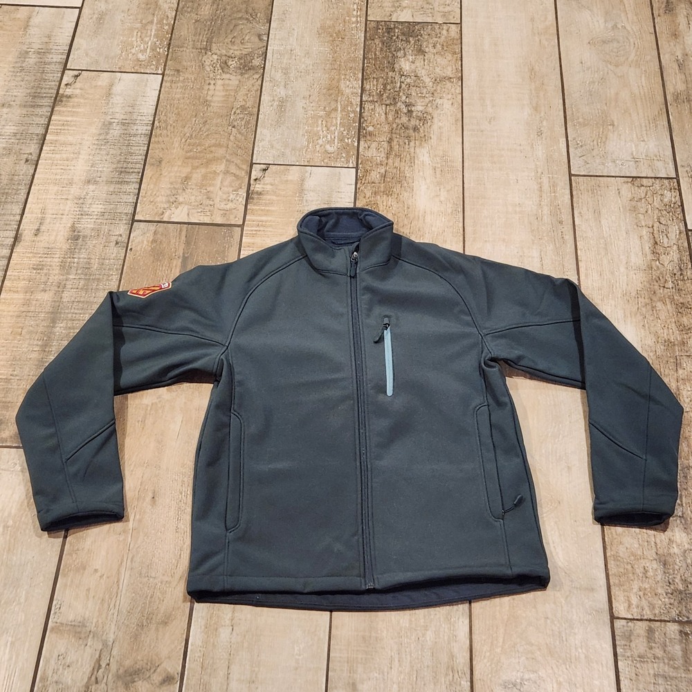 Men's Size Medium Green Soft Shell Windbreaker Water Resistant Hiking Outdoor